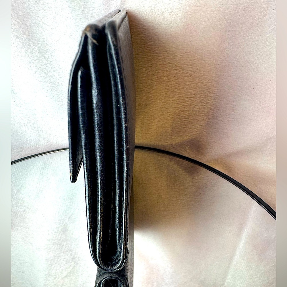 Loewe Anagram Wallet Vintage Black Crosshatch Leather Bifold Coin Pouch LVMH - Picture 7 of 12